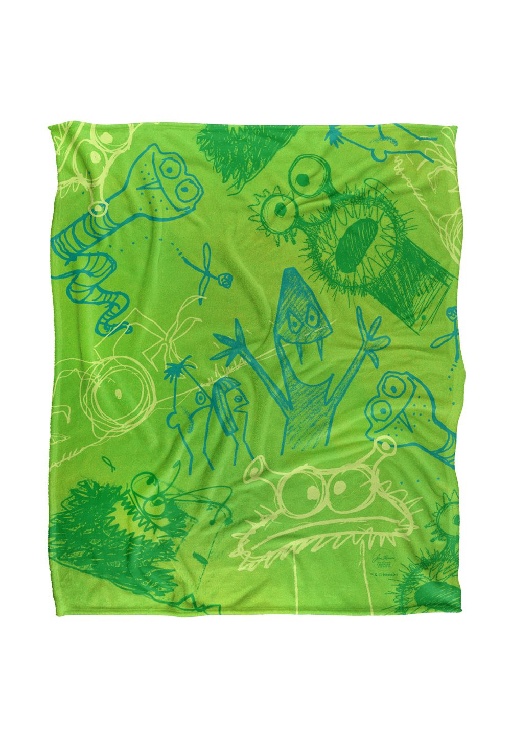 Jim Henson Signature Collection Green Monsters Silky Touch Super Soft Throw Blanket 152 X 127 cm in White