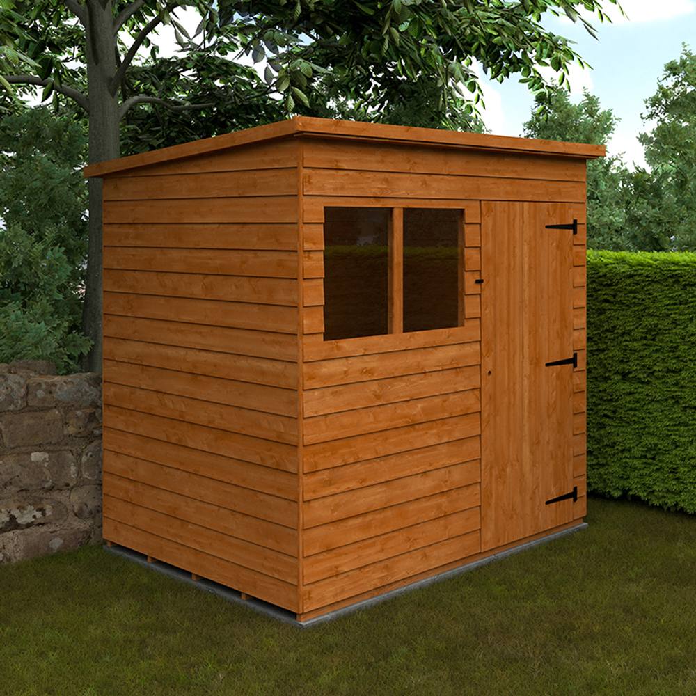 Buttercup Farm 7 x 5 Feet Budget Pent 9mm Shed - Solid Wood/Softwood/Pine in Burnt Orange 2
