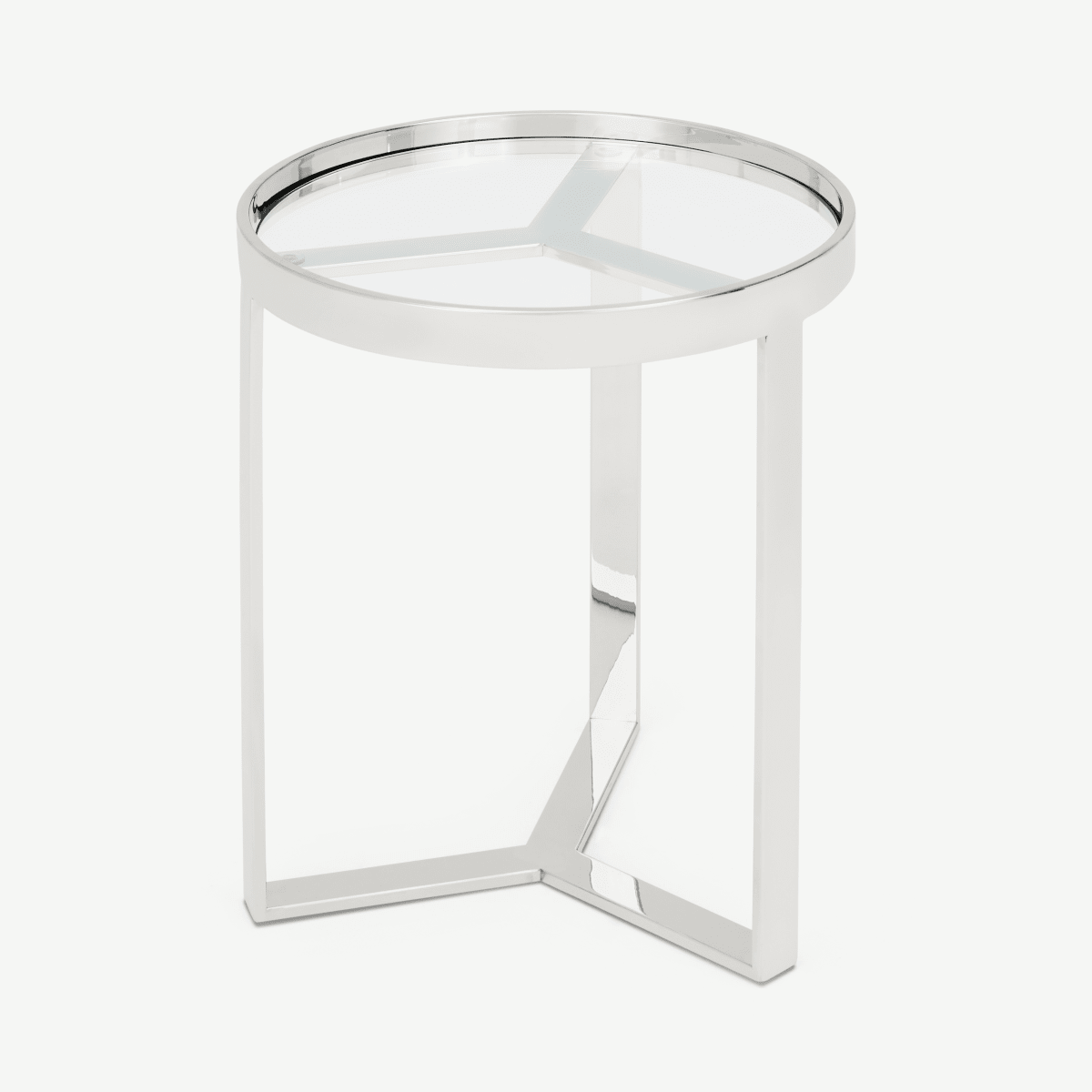 Aula Side table, Stainless Steel and Glass