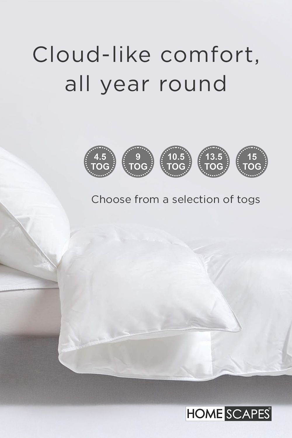 Homescapes Luxury Hotel Quality Super Microfibre 10.5 Tog Autumn Duvet in White 6