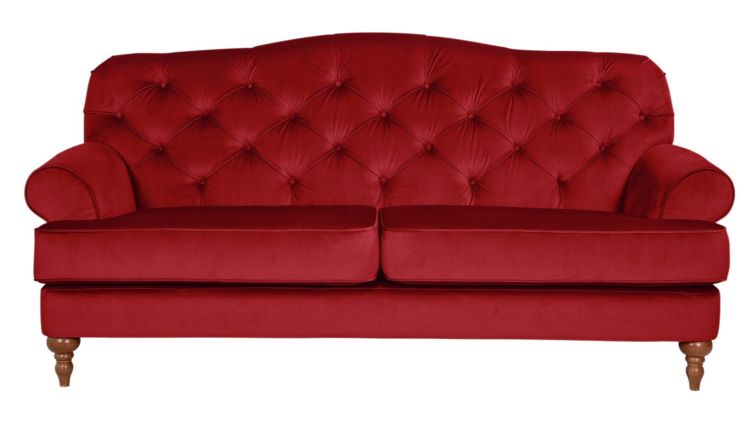Habitat Valerie 3 Seater Velvet Sofa - Flame