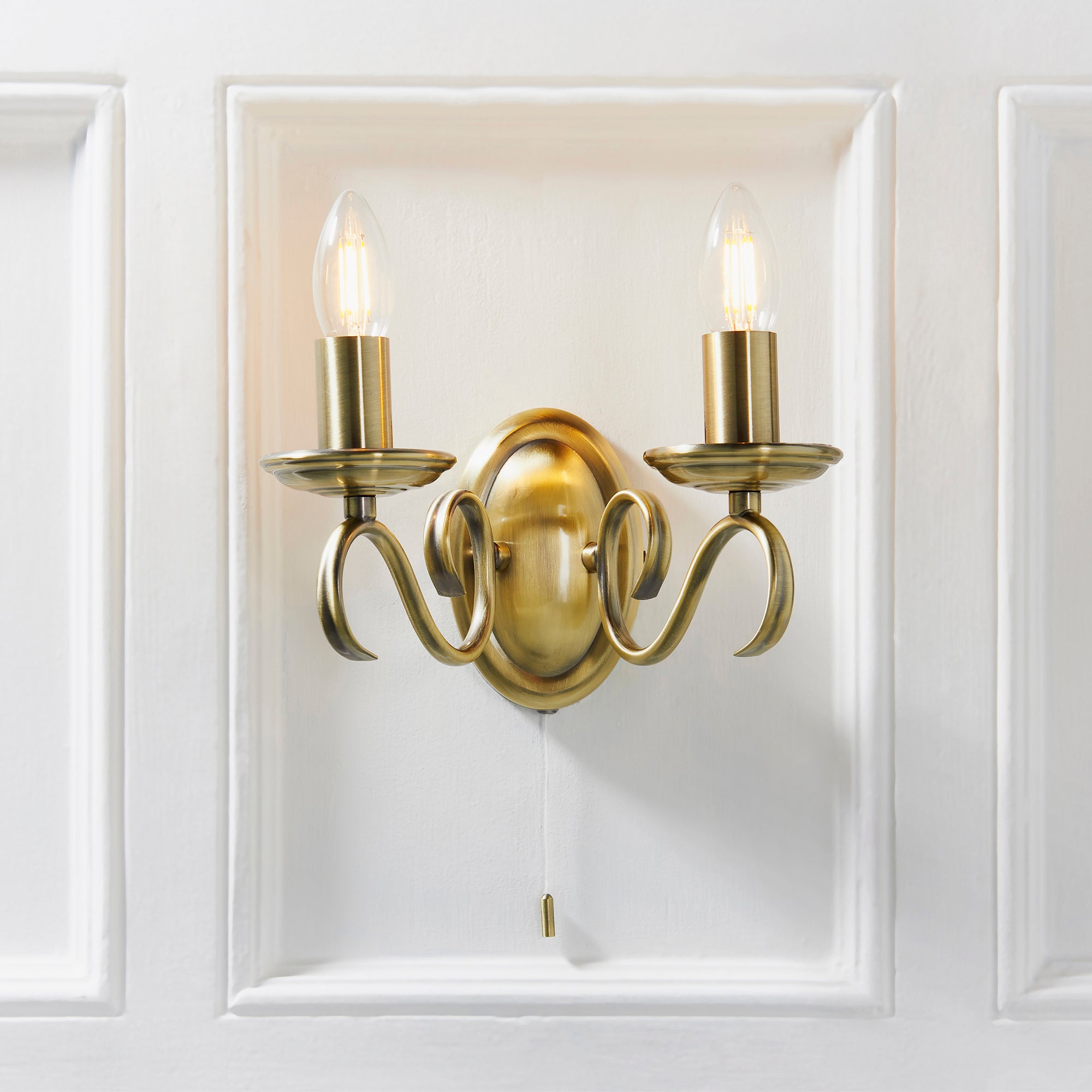 Vogue Bernice Antique Brass 2 Light Wall Light