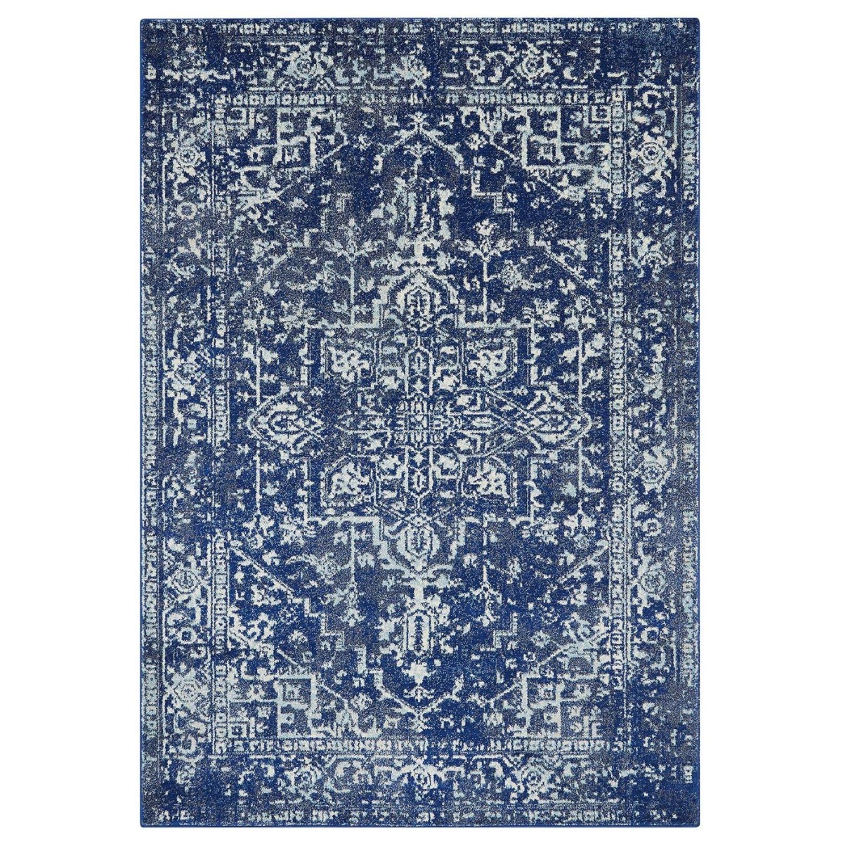 Medallion Navy 120x170cm Rug, Square Polypropylene | Barker & Stonehouse