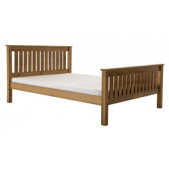 Manila High Footend Pine King Size Bed In Antique