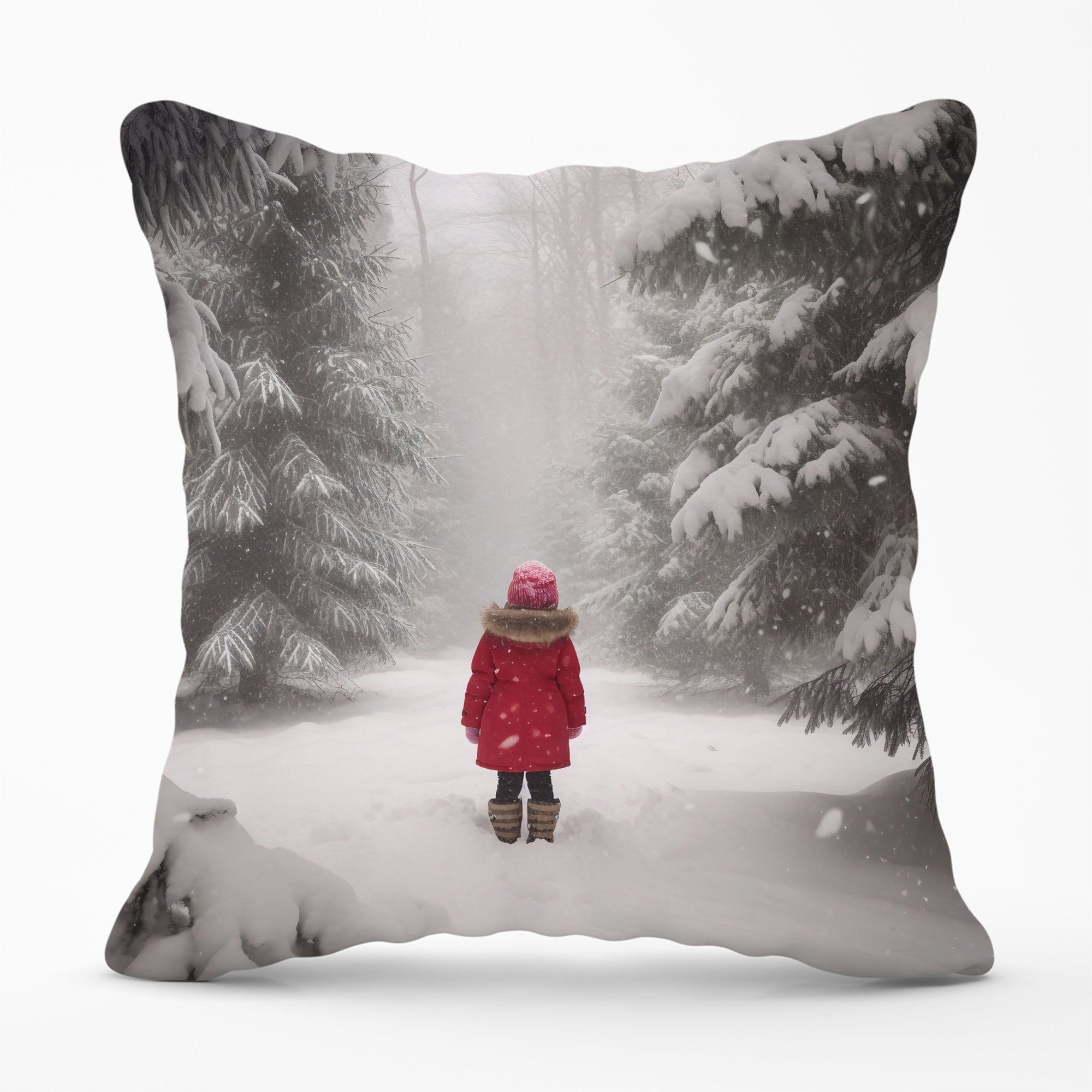 Warren Reed - Designer Little In The Snow Cushions in Red
