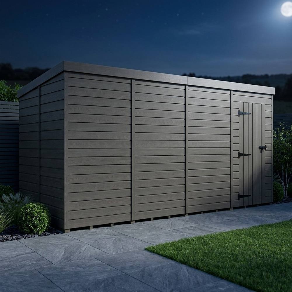 Buttercup Farm 6ft x 9ft Composite Pent Garden Shed Single Door No Windows - Grey 3
