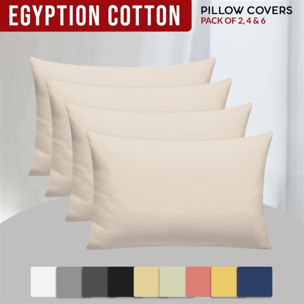 Grace 100% Egyptian Cotton 4 Pack Pillowcases with Envelope Closure in Taupe