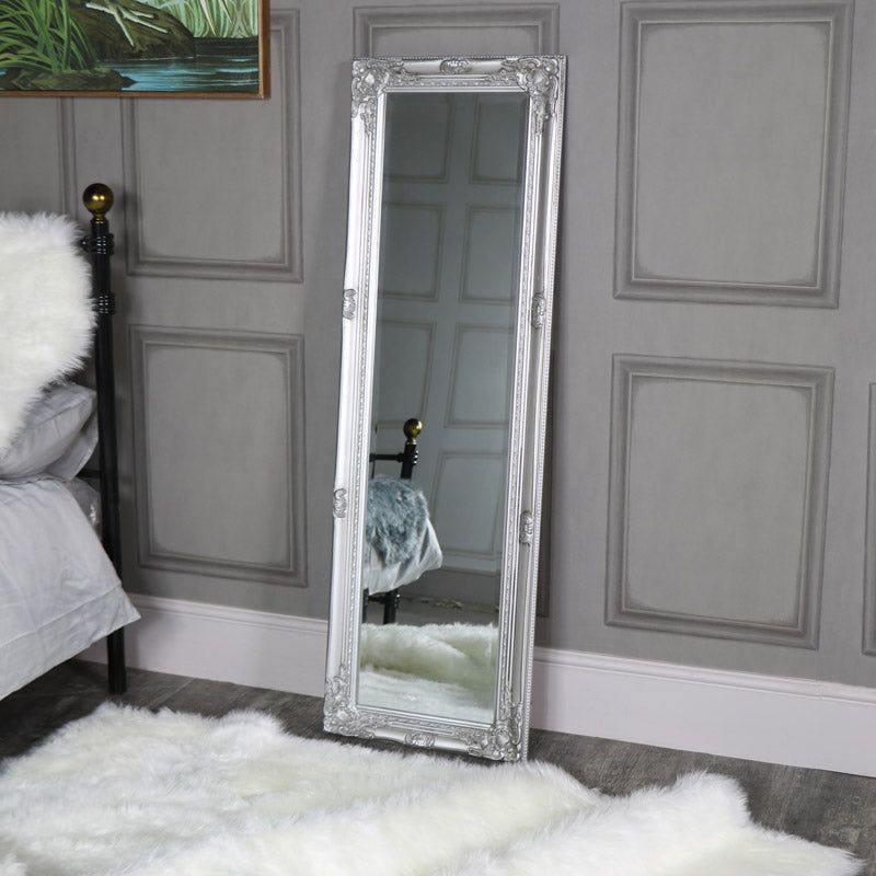 Melody Maison Tall Silver Wall / Leaner Mirror 47cm X 142cm in Metallic Silver