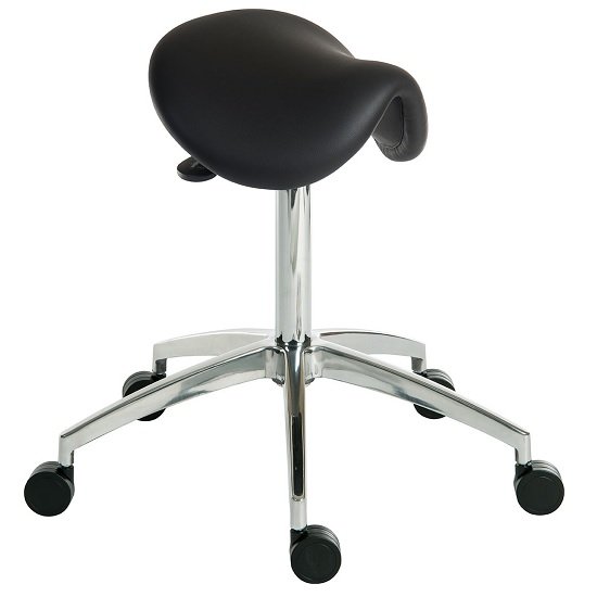 Clack Contemporary Stool In Black PU With Castors