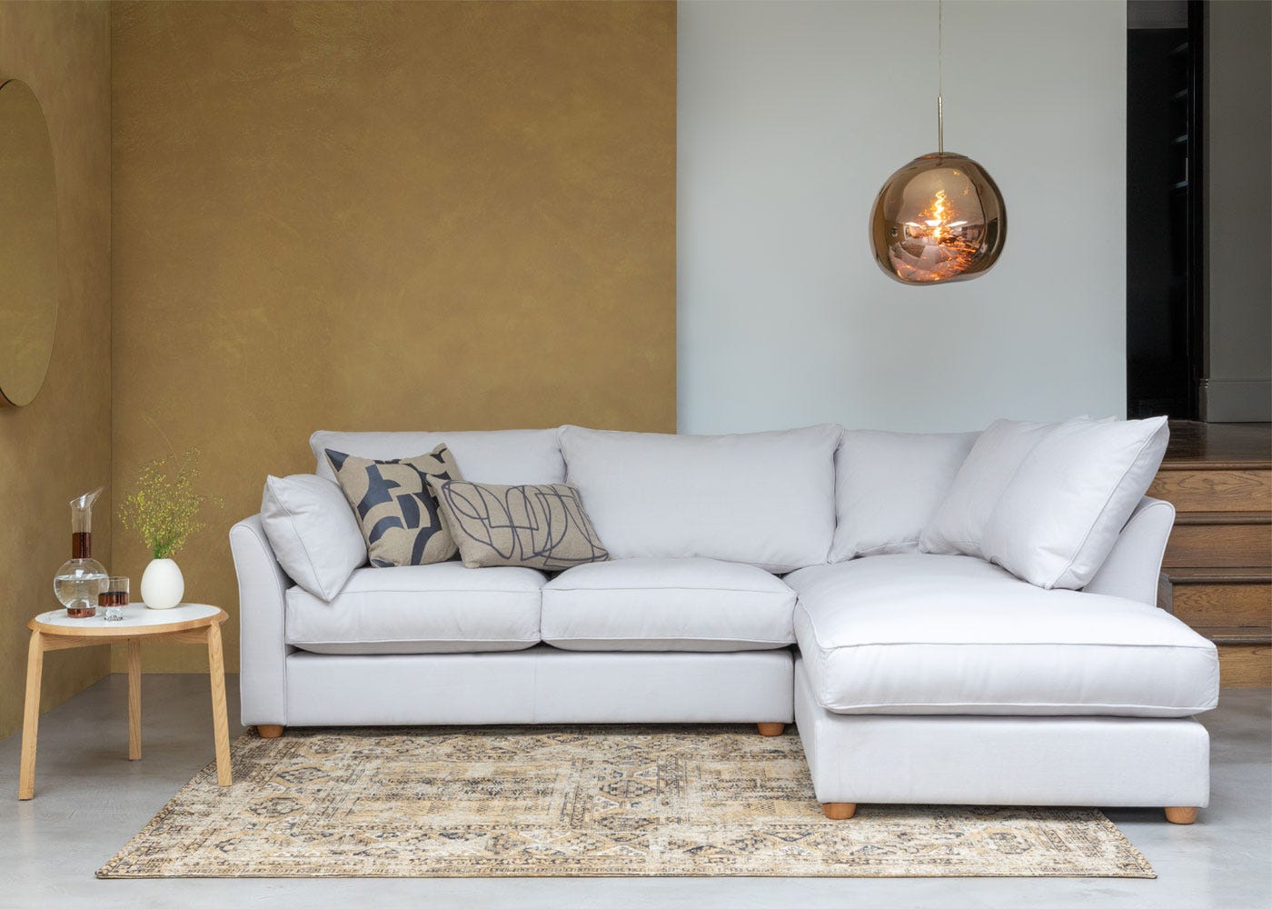 Heal's Tailor Left Hand Facing Corner Sofa Linen Grenadine Natural Feet 2