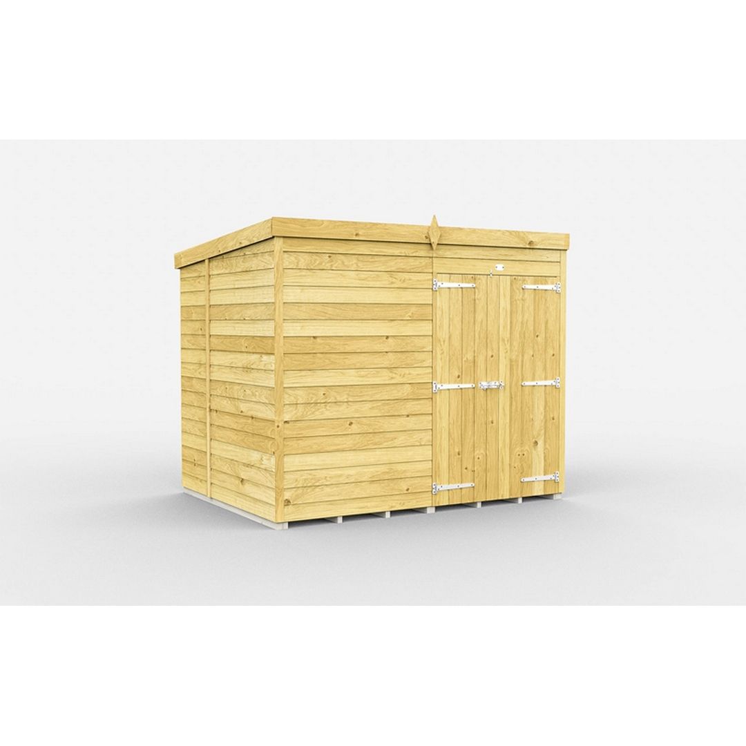 Buttercup Farm 8 x 6 Feet Pent Shed - Double Door W/O Windows - L178 x W243 x H201 cm in Brown