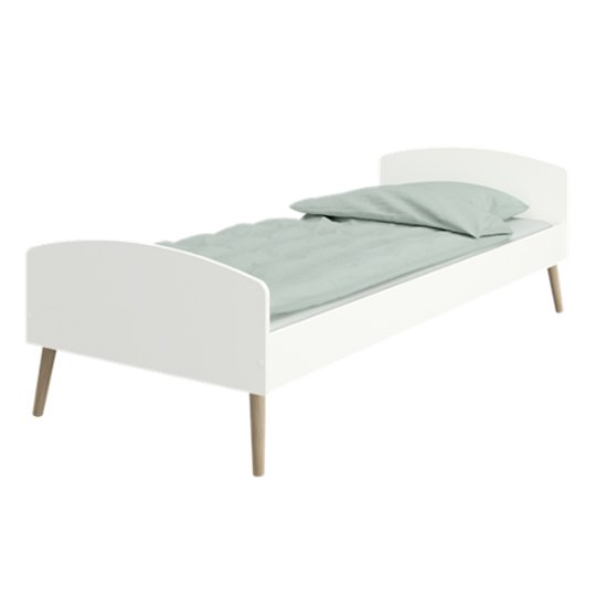 Softline Wooden Single Bed In Off White And Oak