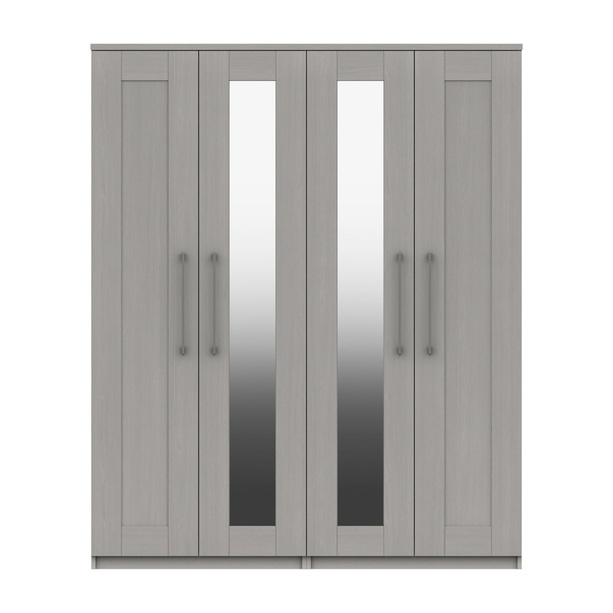 Ethan 4 Door Mirrored Wardrobe Grey