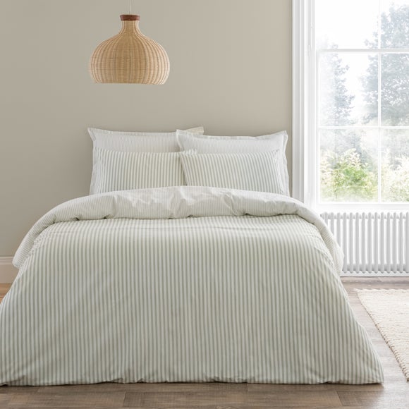 Washed Cotton Stripe 100% Cotton Duvet Cover & Pillowcase Set
