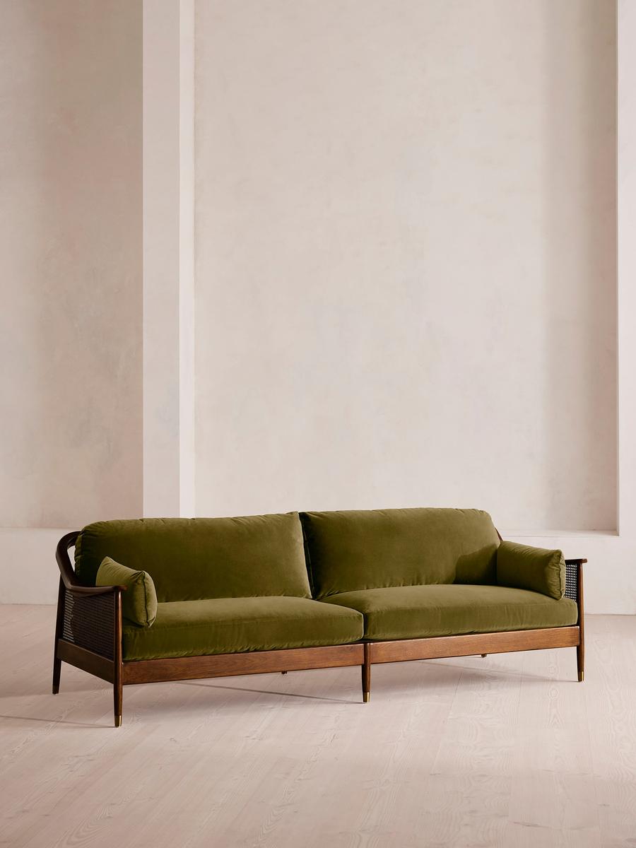 Atlanta Four Seater Sofa, Velvet, Olive