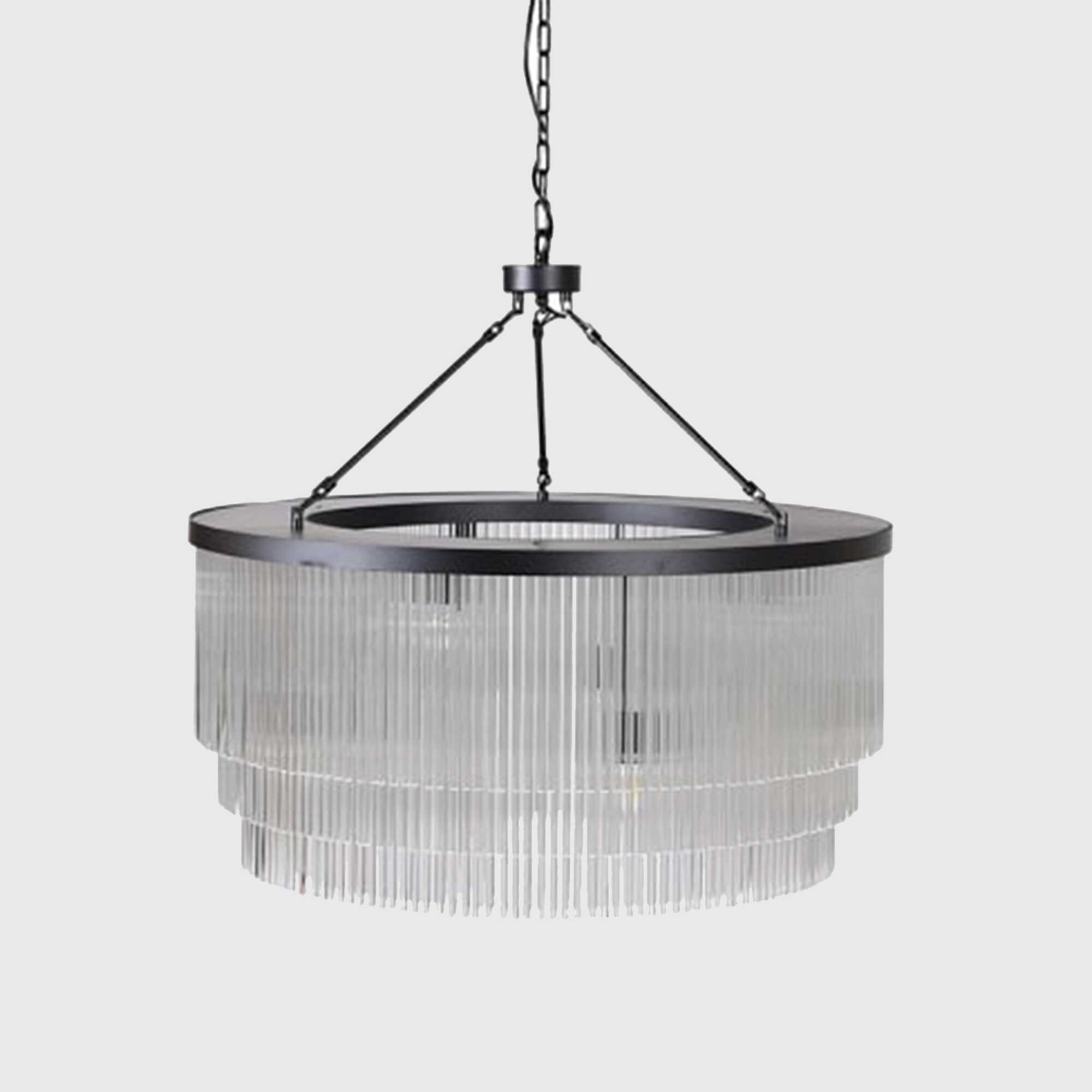 TIERED GLASS TUBE CHANDELIER, Black | Barker & Stonehouse