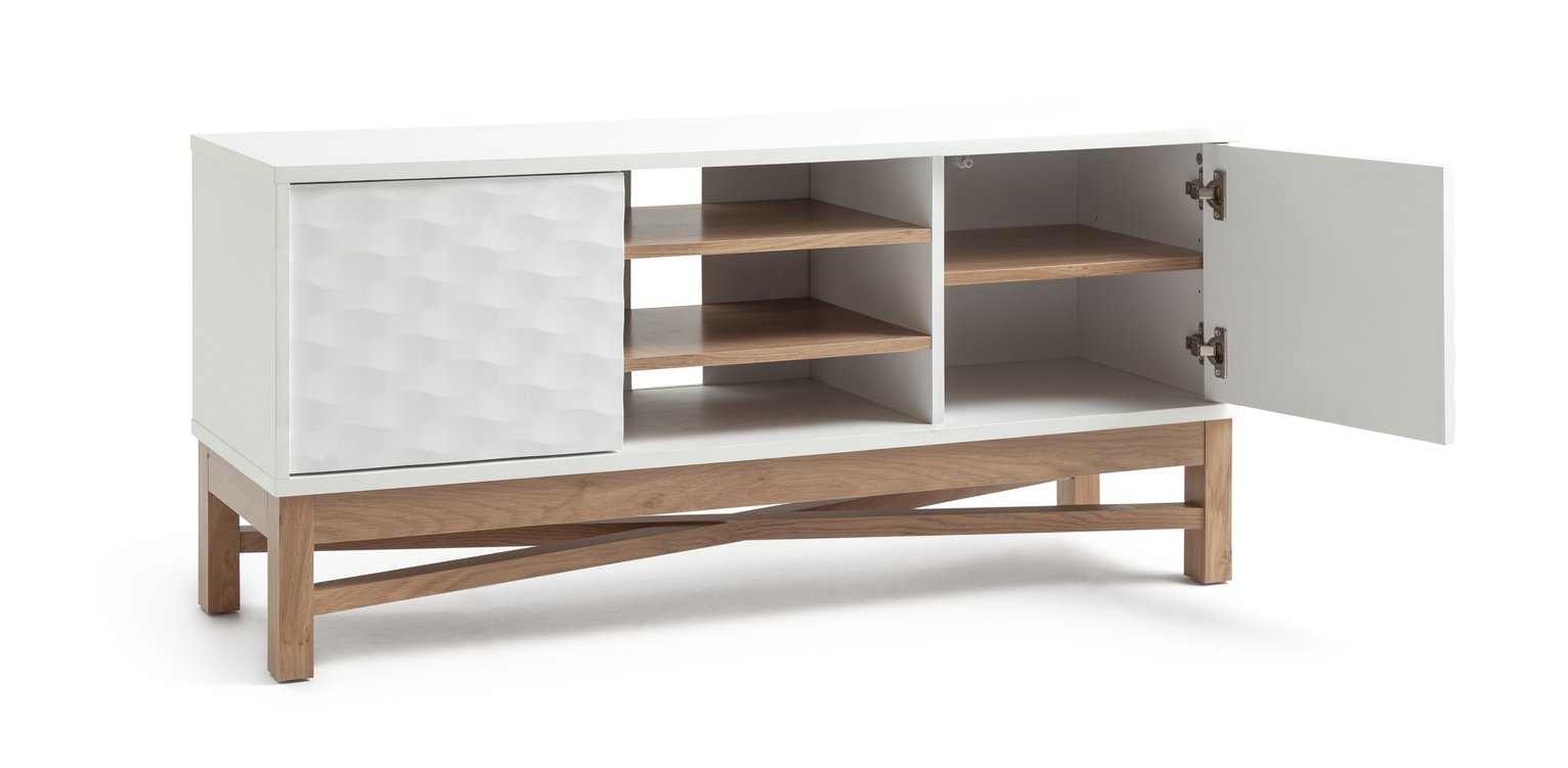 Habitat Zander Textured TV Unit - White & Oak Effect