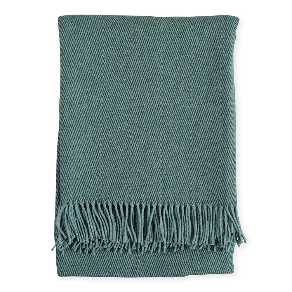 Heal's Herringbone Wool & Cashmere Throw Green 2