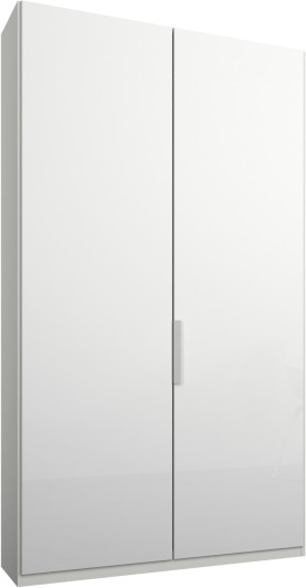 Caren 2 door 100cm Hinged Wardrobe, White Frame, White Glass Doors, Classic Interior