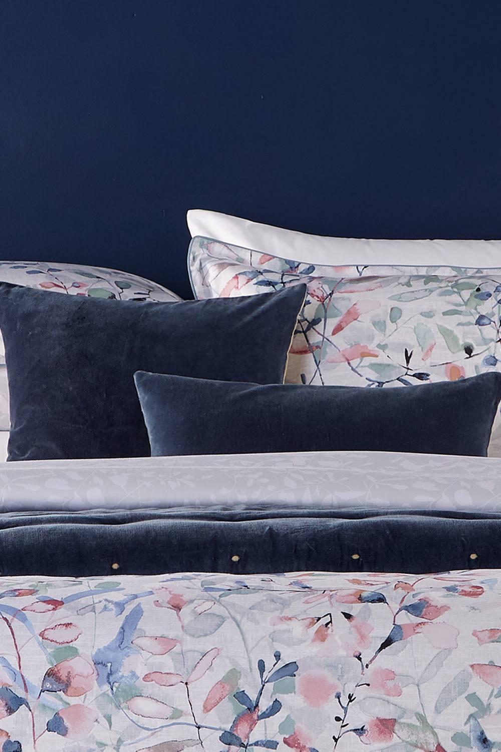 CHRISTY Luxury Filled Velvet 'Jaipur' Rectangle Cushions in Dark Navy 4