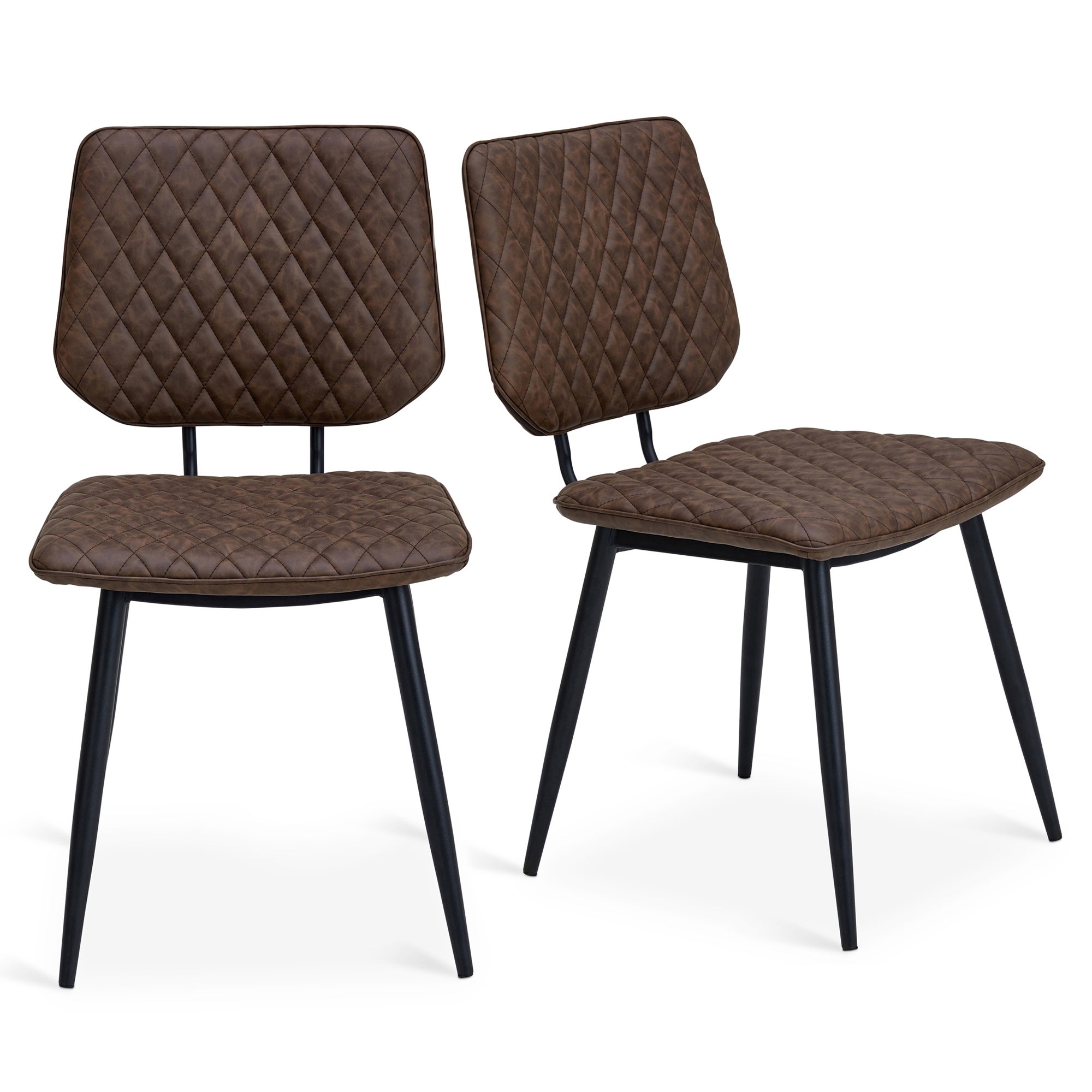 Austin Set of 2 Dining Chairs Brown PU Leather Brown