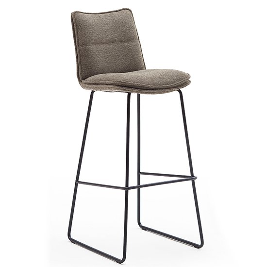 Ciko Fabric Bar Stool In Cappuccino With Matt Black Steel Legs