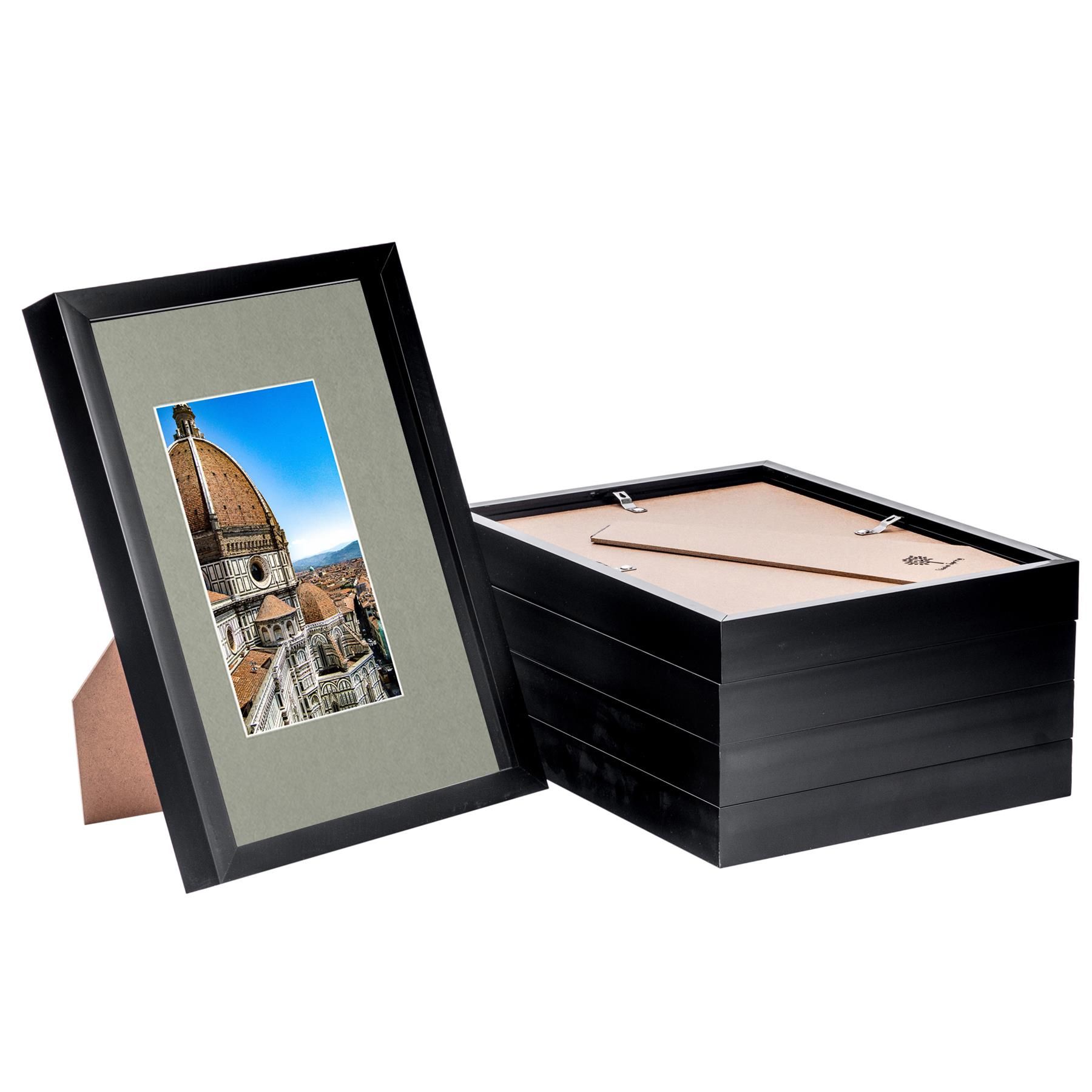 Nicola Spring 3D Shadow Box Frames with A5 Mount - A4 (8" x 12") - Grey Mount - Pack of 5 in Black