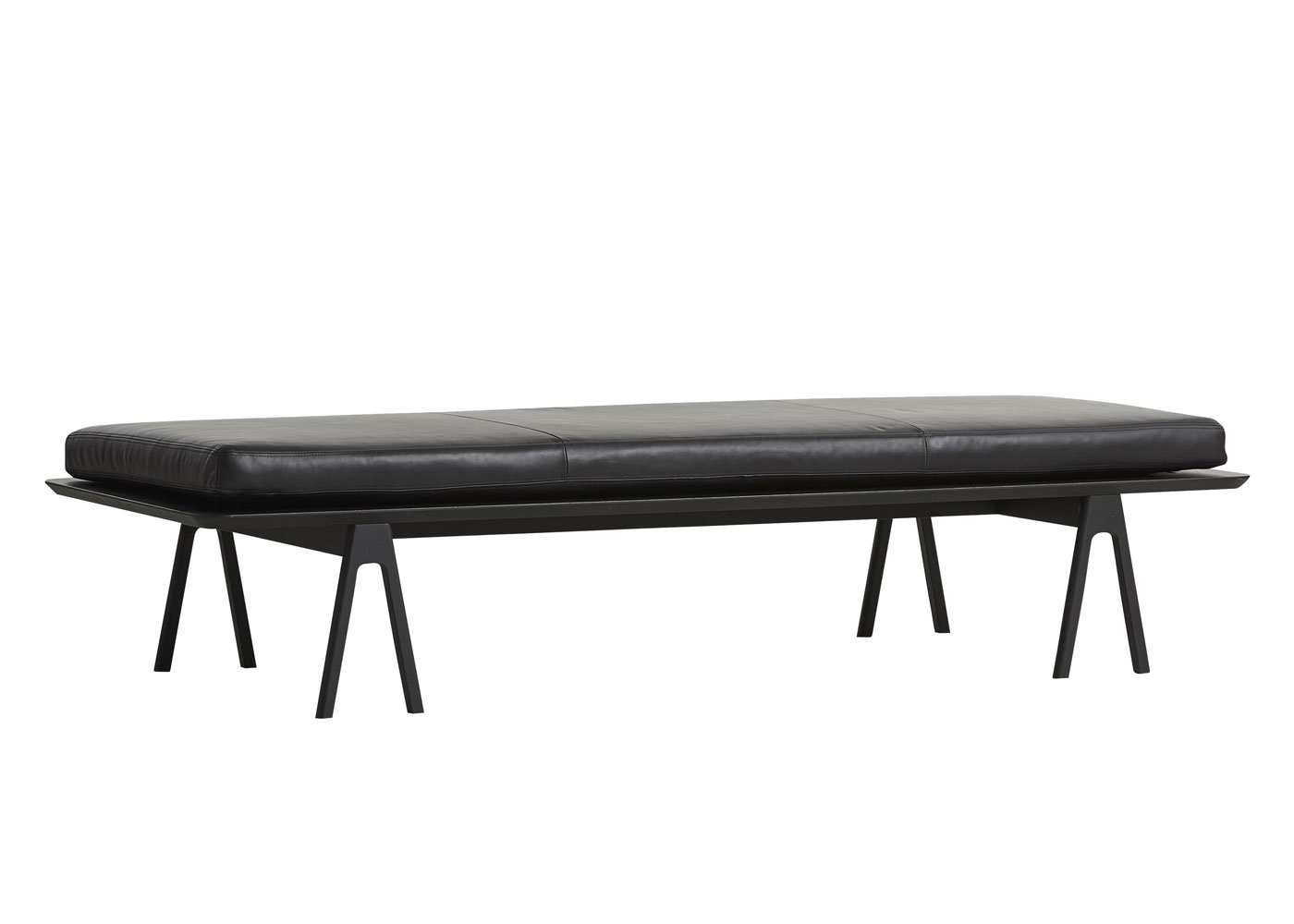 Woud Level Daybed Black Leather & Black Oak