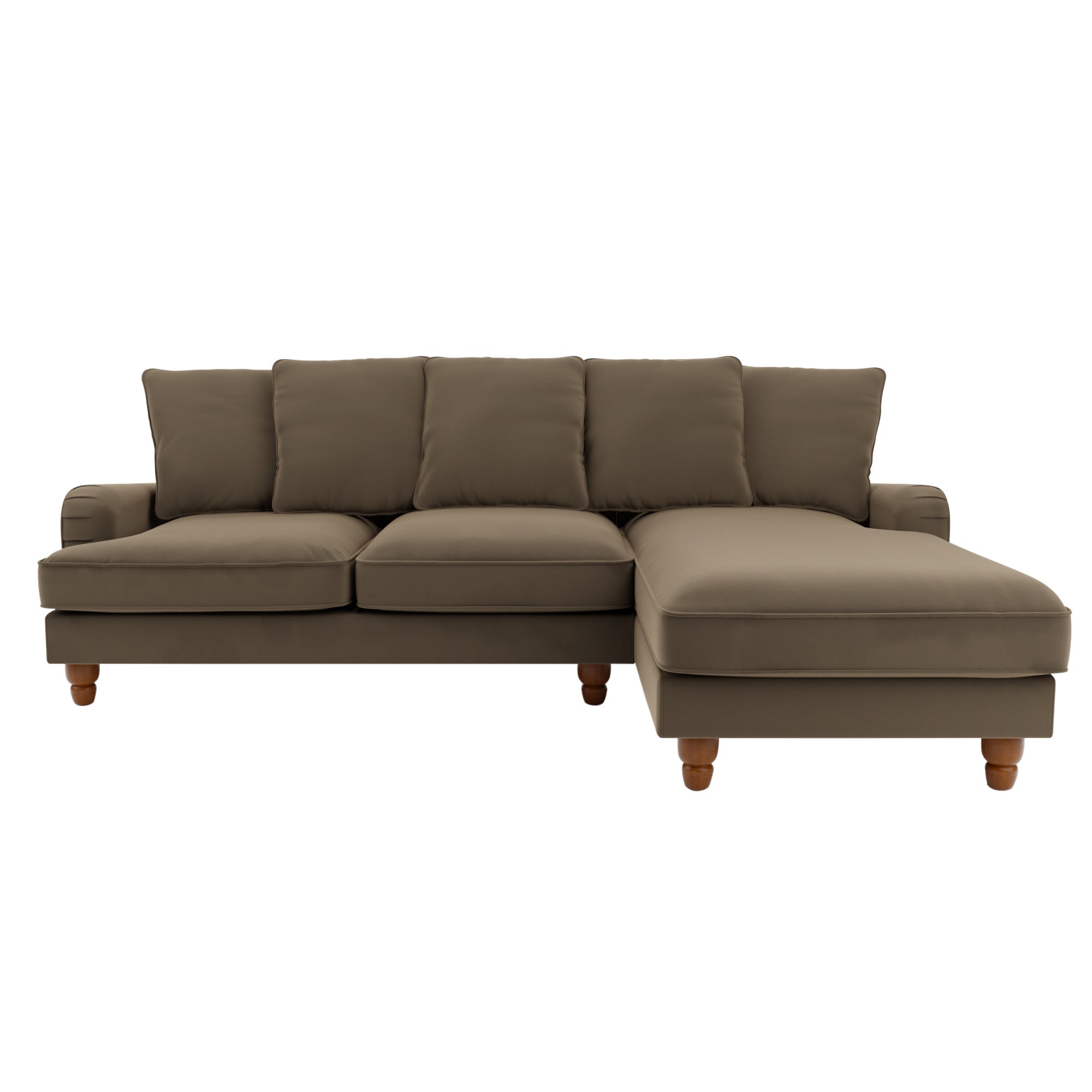 Beatrice Scatter Back Velvet Right Hand Corner Sofa Brown