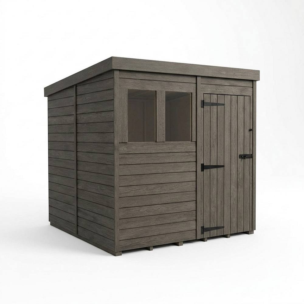 Buttercup Farm 7ft x 10ft Composite Pent Garden Shed Single Door With Windows - Grey