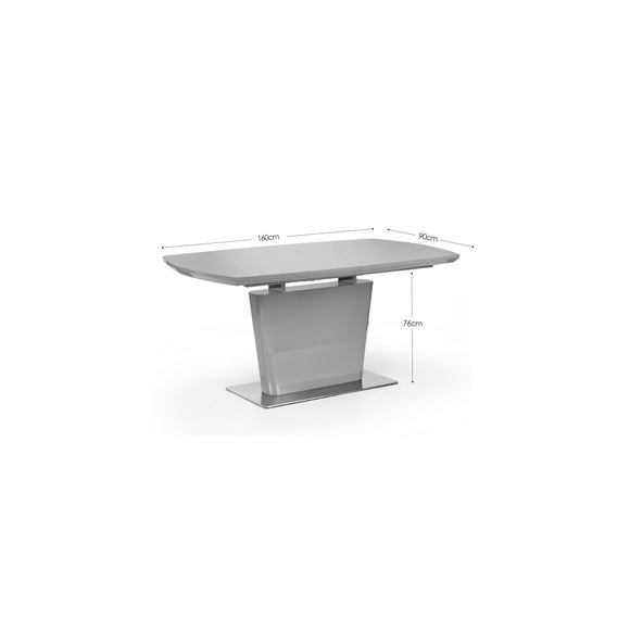 Como 4-6 Seater Rectangular Extendable Dining Table with 4 Chairs, Grey High Gloss