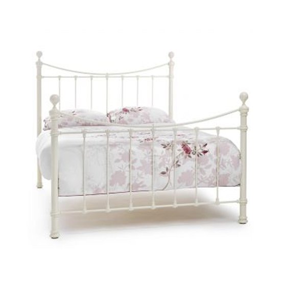 Ethan Precious Metal Super King Size Bed In Ivory Gloss