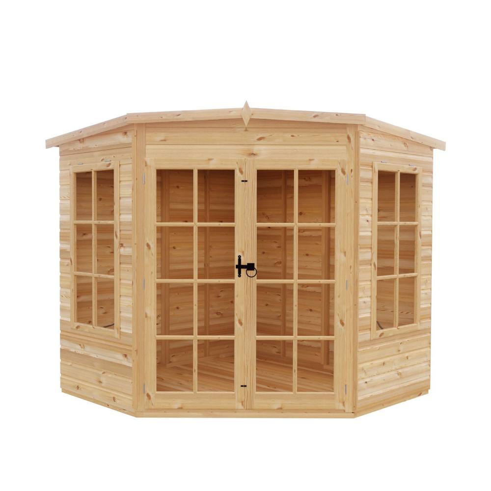 Shires Hampton Shiplap Summerhouse Garden Sun Room Approx 7 x 7 Feet in Brown