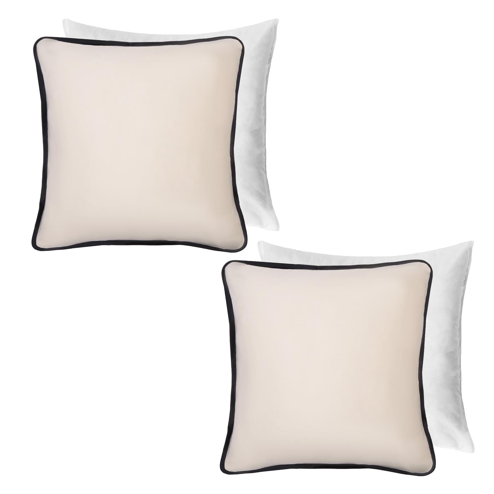 OHS 2 Pack Matte Velvet Piped Filled Cushion Covers Home Decor Set in Cream