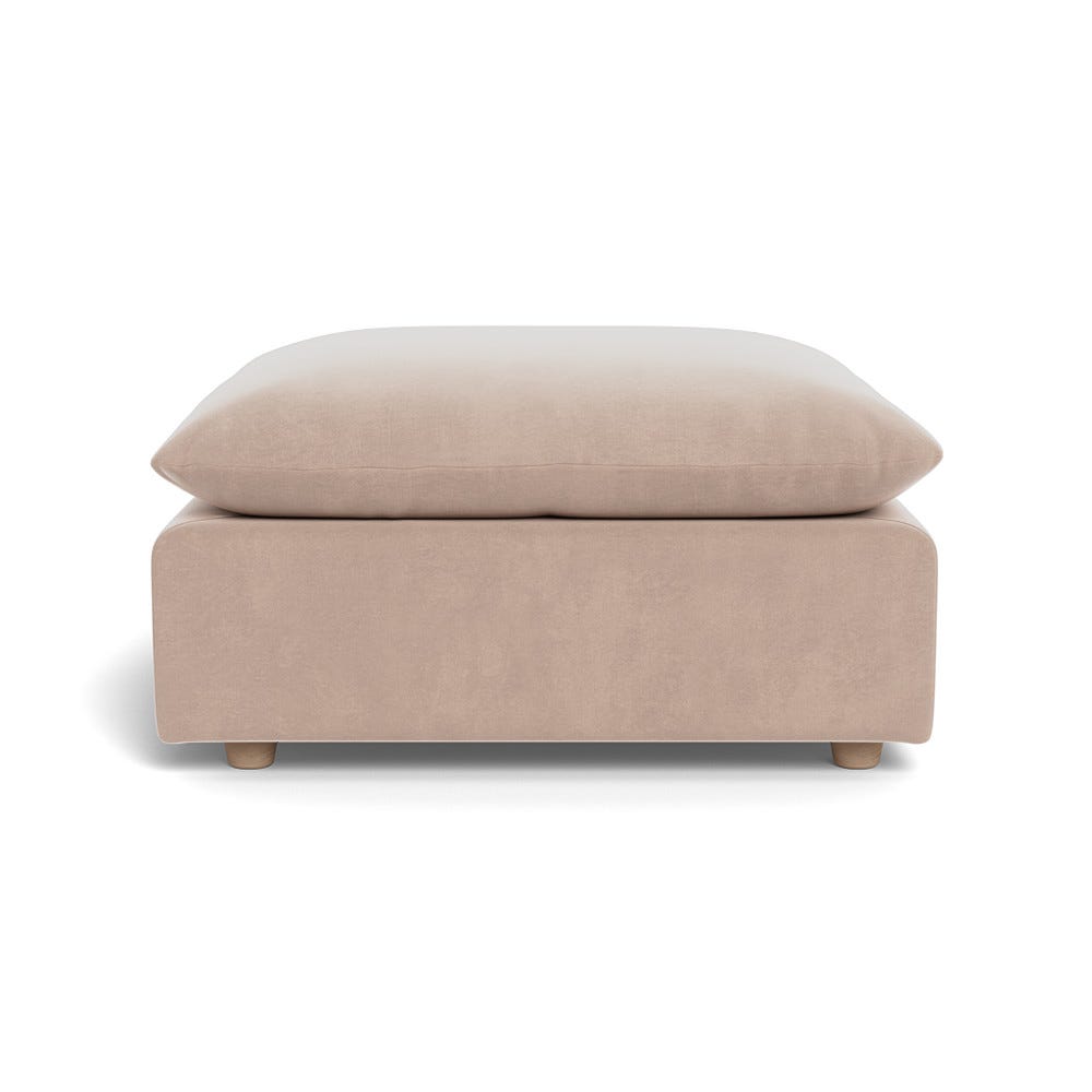 Heal's Astrid Ottoman Smart Velvet Pebble Natural Beech Feet 1