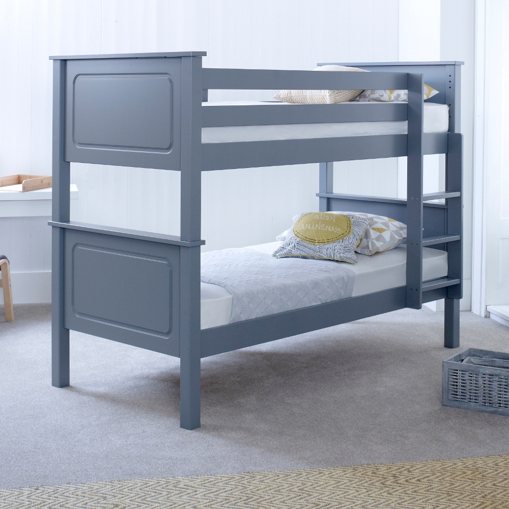Vancouver Grey Solid Pine Wooden Bunk Bed Frame - 3ft Single