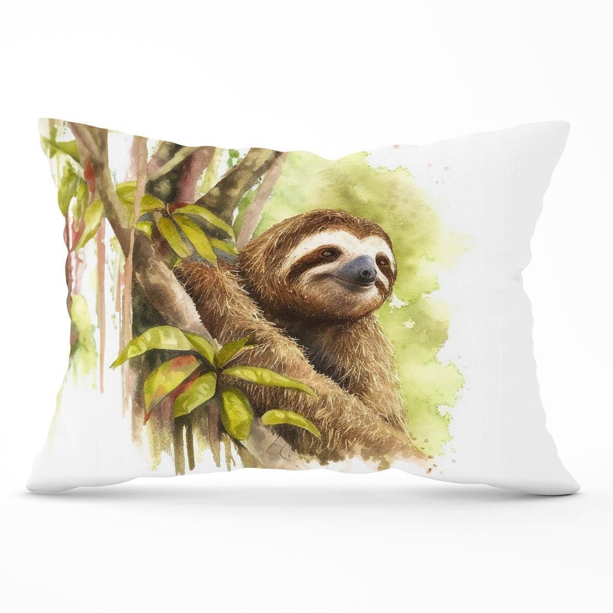 Warren Reed - Designer Sloth Watercolour Cushions in Brown