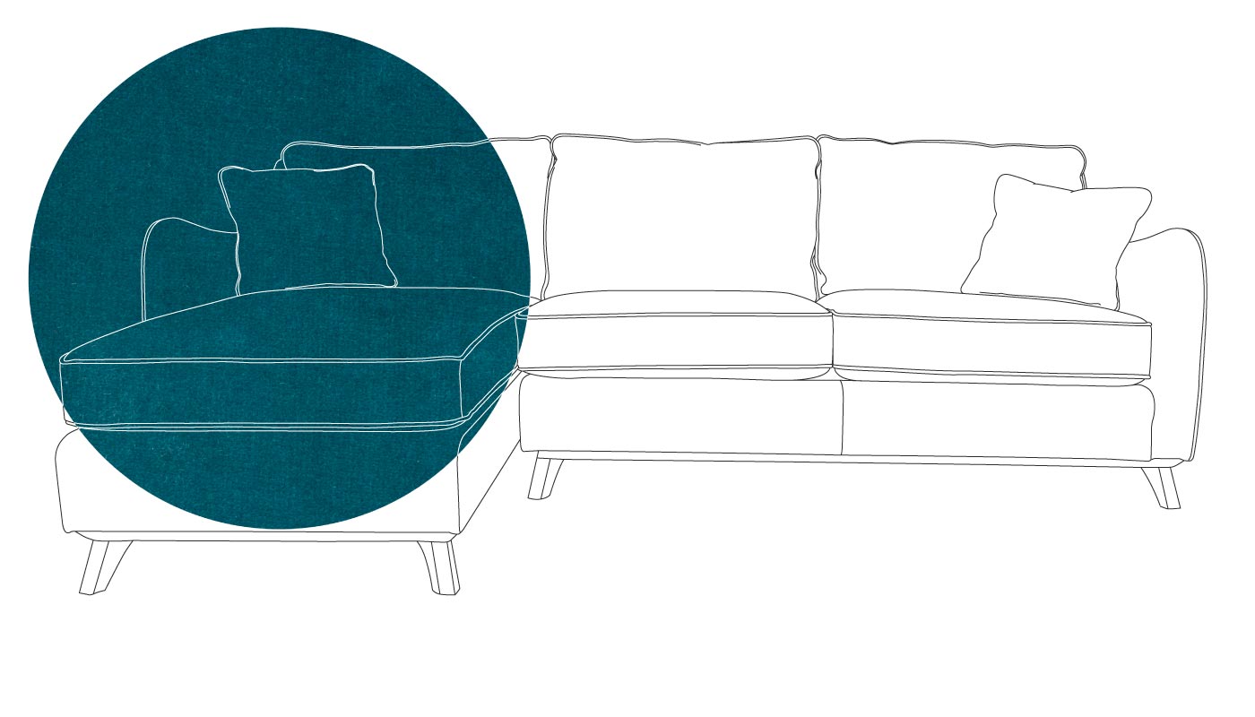 Heal's Ravello Left Hand Corner Sofa Velvet Teal Natural