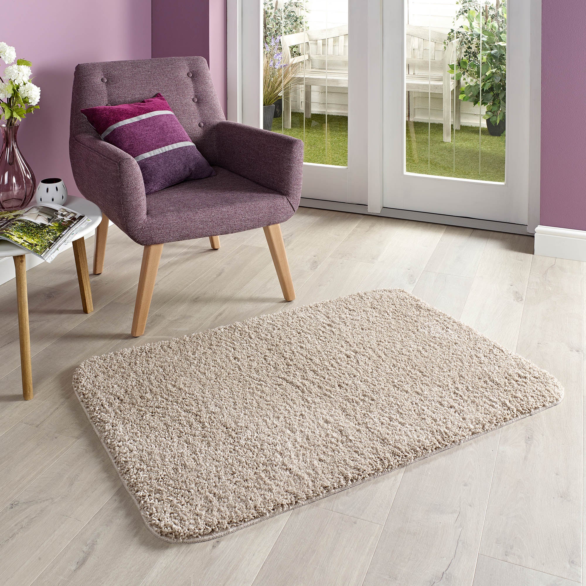 Marvel Shaggy Washable Rug Stone (Natural)