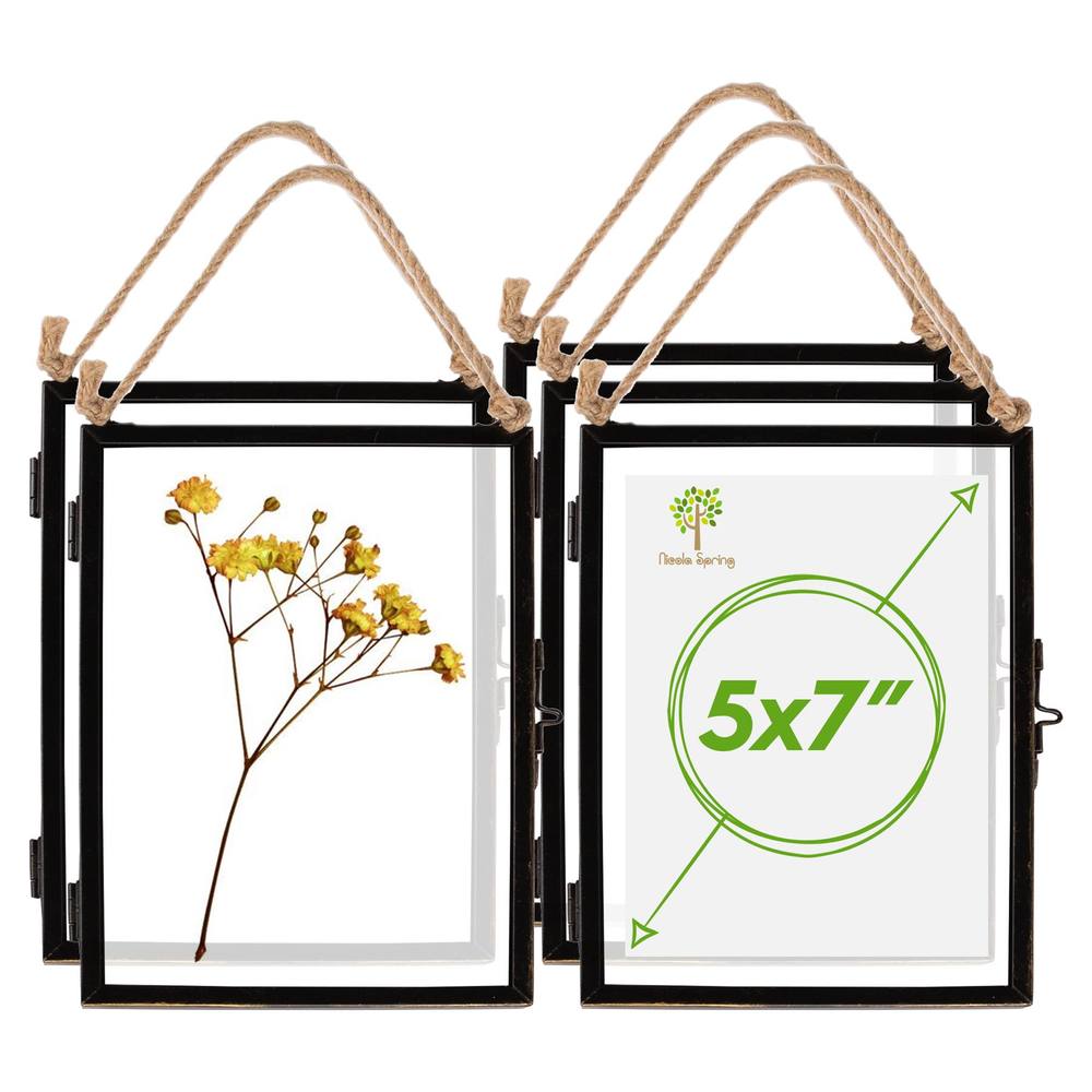 Nicola Spring 5x Hanging Metal Photo Frames - 5" x 7" - Picture Frame Wall Mounted Frame with Rope in Black