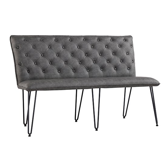 Wichita Faux Leather Medium Dining Bench In Grey