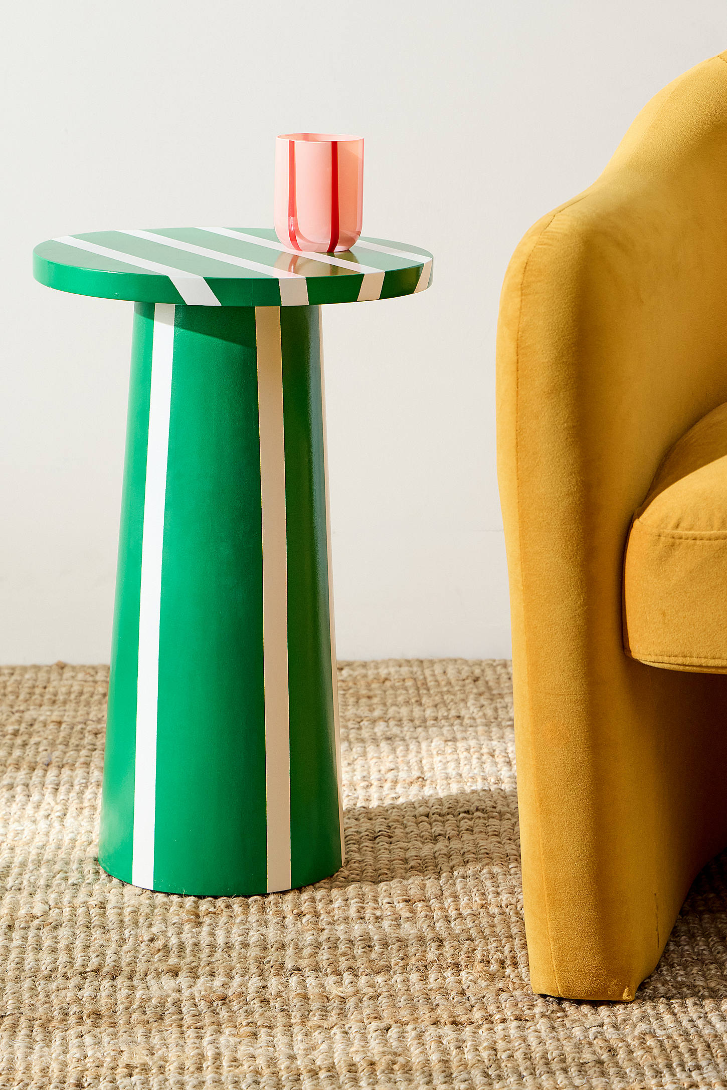 Striped Side Table - Green