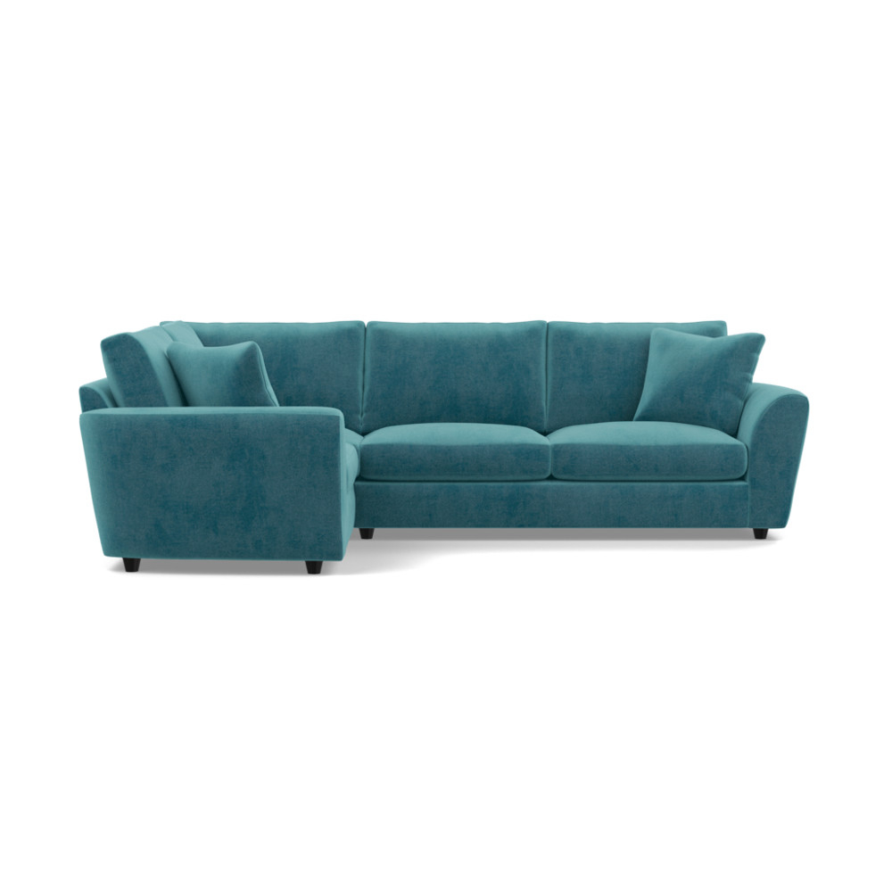Heal's Snooze Left Hand Facing Corner Sofa Smart Luxe Velvet Airforce Blue