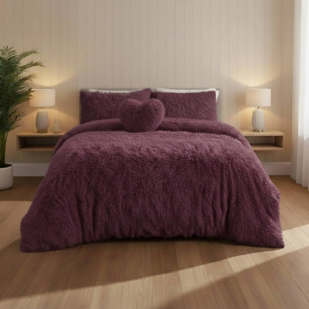 Snug City Super Fluffy Duvet Cover Ultra Soft, Cloud-Like Comfort Snug Sleep in Plum