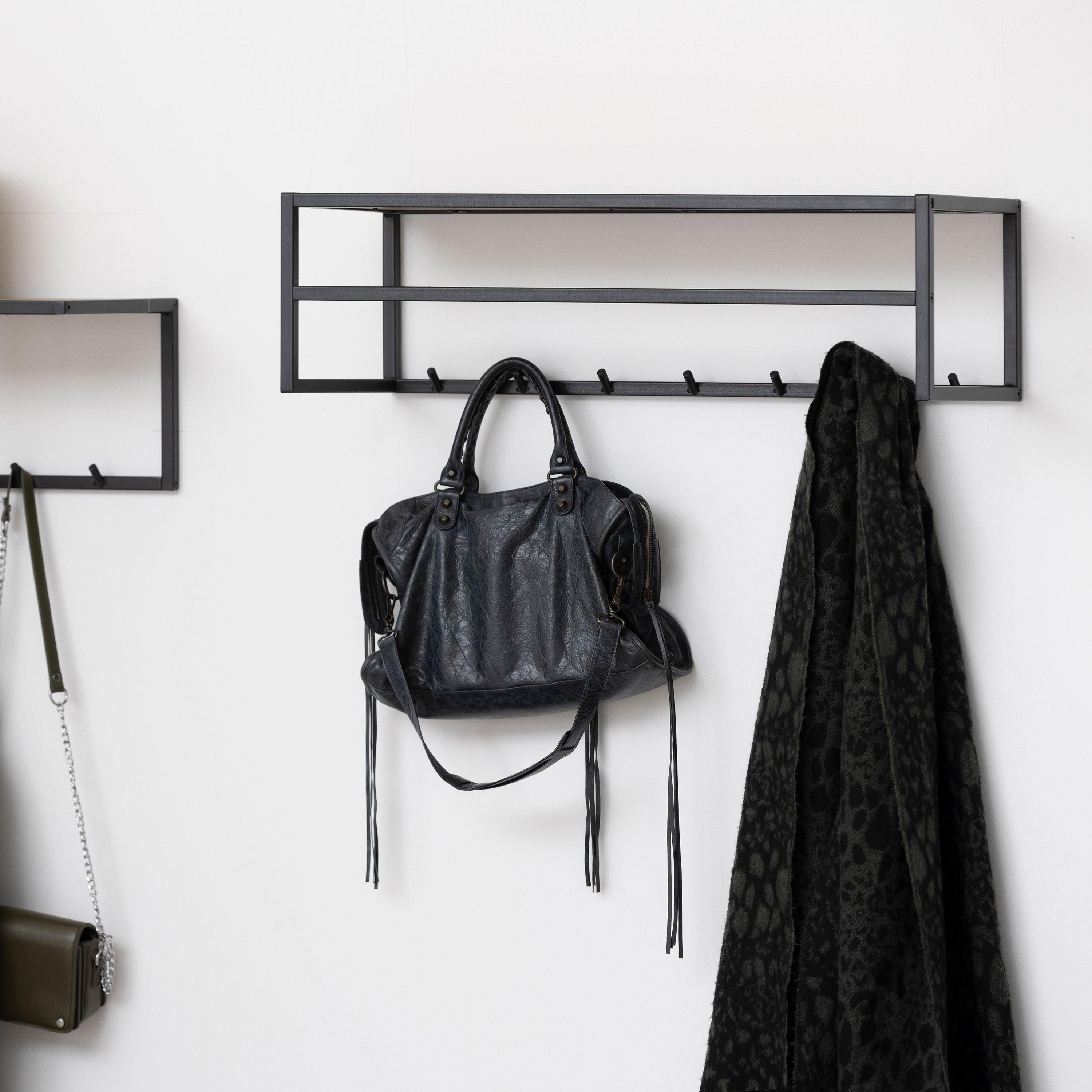 Furniture To Go Seaford Black Metal Coat Rack with Oak Top in Brown 5