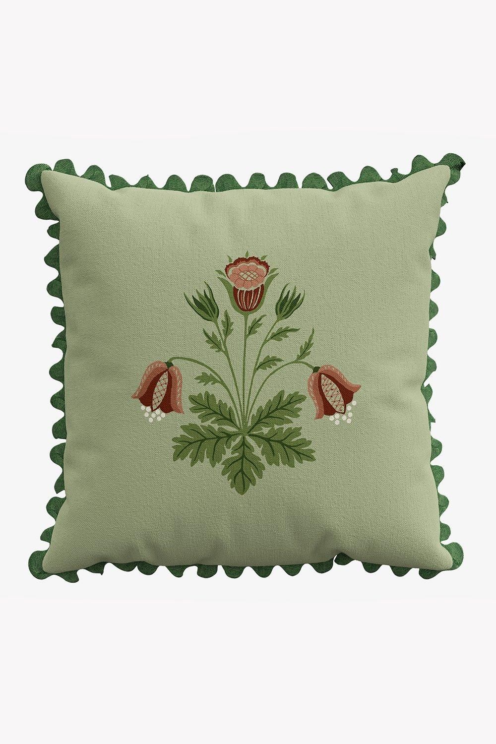Morris & Co 'Rose' Cotton Cushion in Green