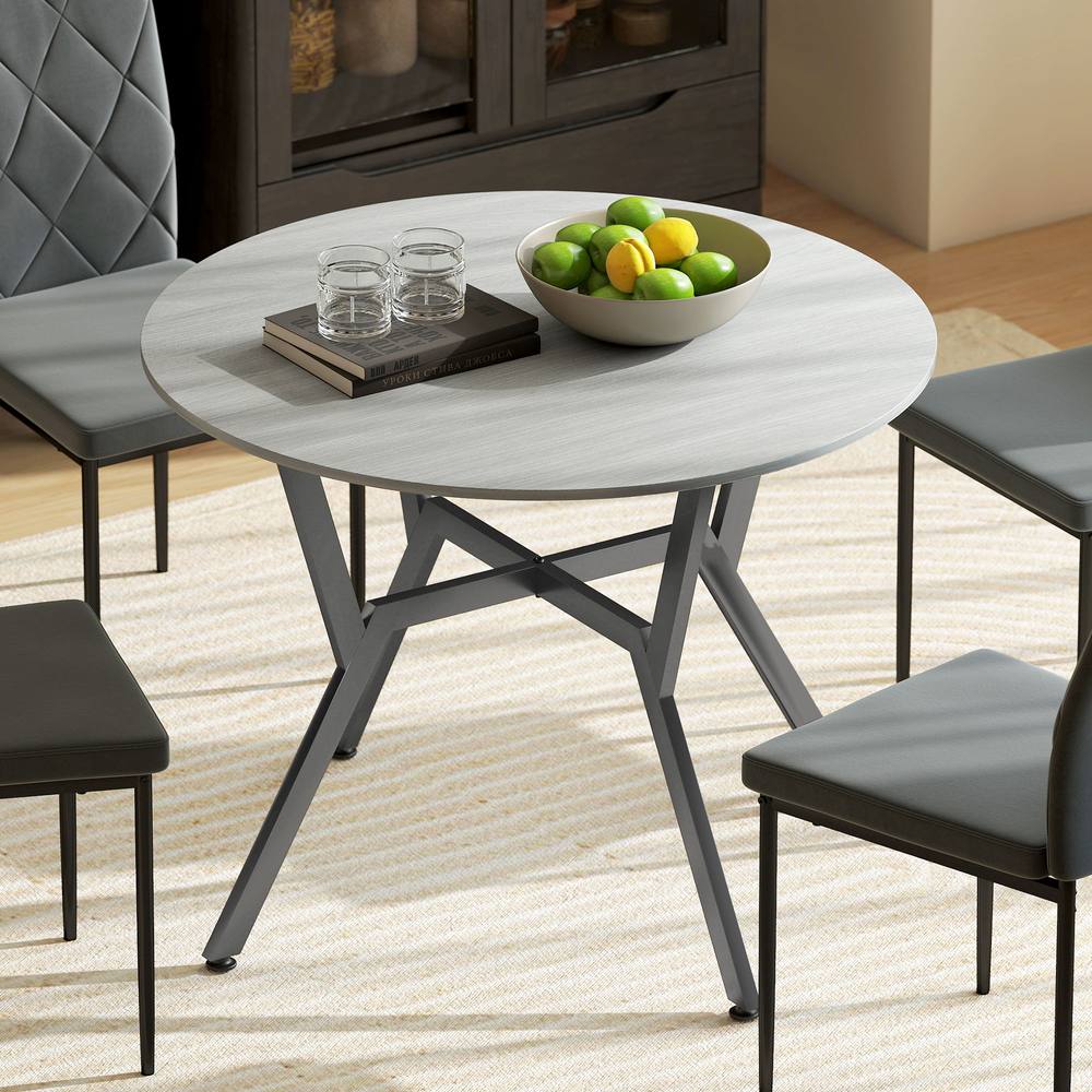 HOMCOM Small Kitchen Table with Black Steel Legs, Dining Table in Grey
