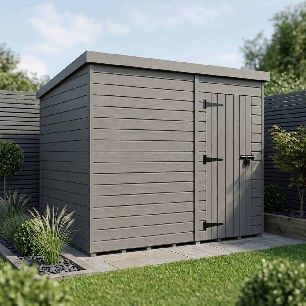 Buttercup Farm 10ft x 9ft Composite Pent Garden Shed Single Door No Windows - Grey 2