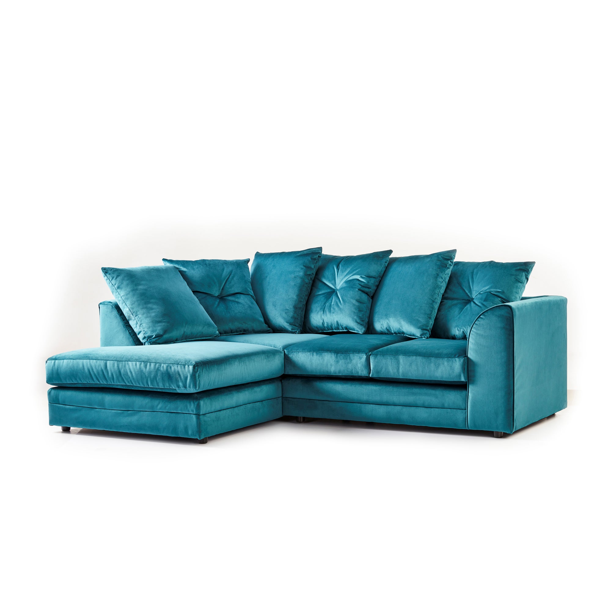 Blake Left Hand Velvet Corner Sofa Blue