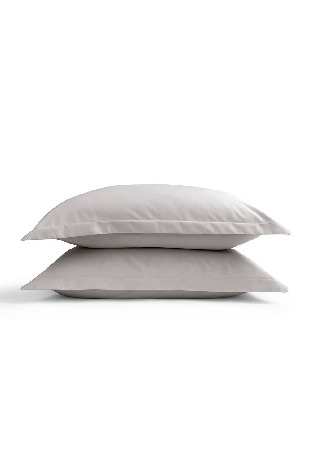 CHRISTY 400TC Luxury Cotton Sateen Plain Dye Oxford Pillowcases Pair in Pale Grey